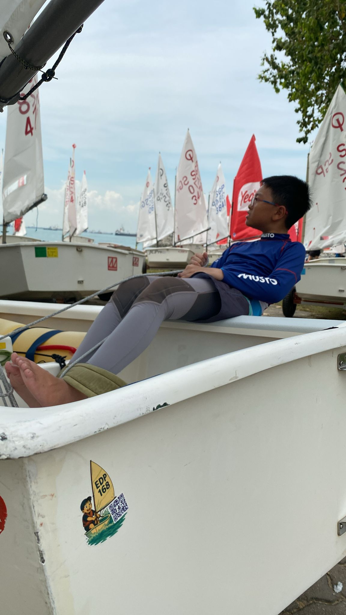 Breyven test out his boat